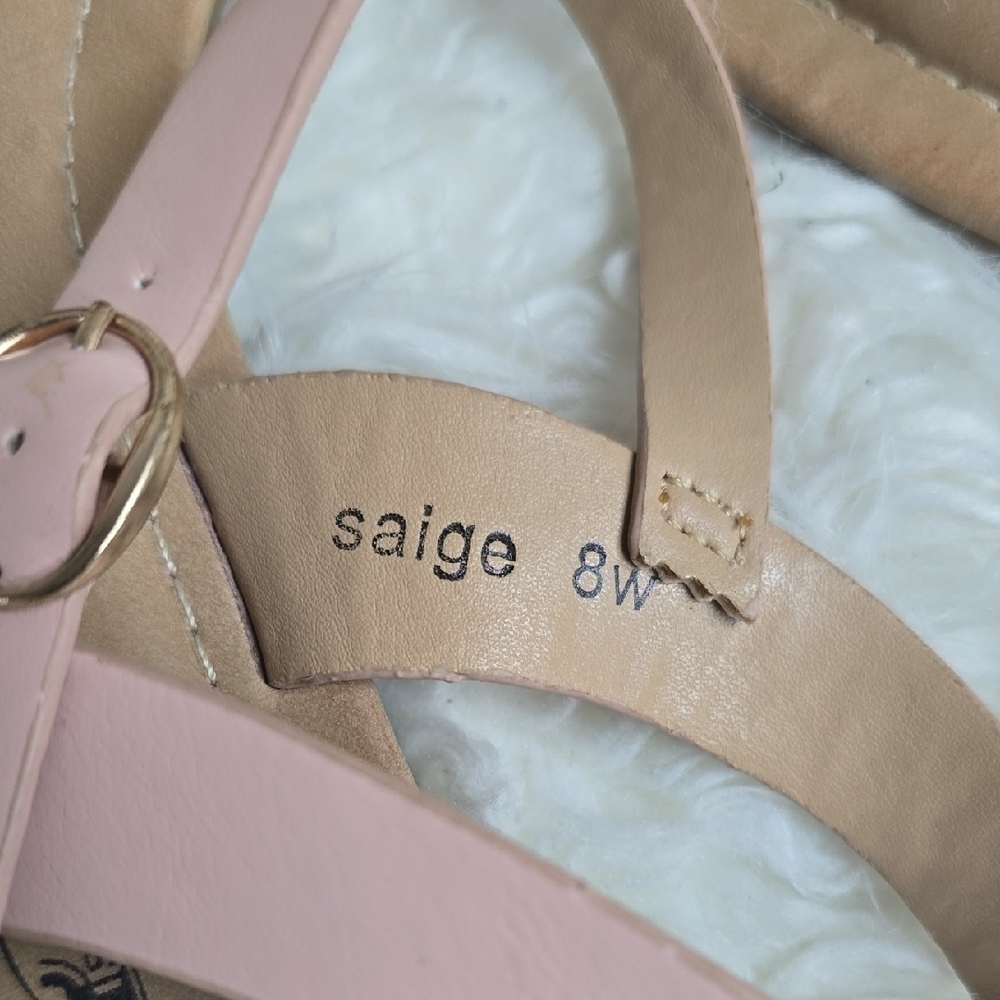 Chic Pink and Tan Sandals with Secure Ankle Strap - Picture 8 of 10